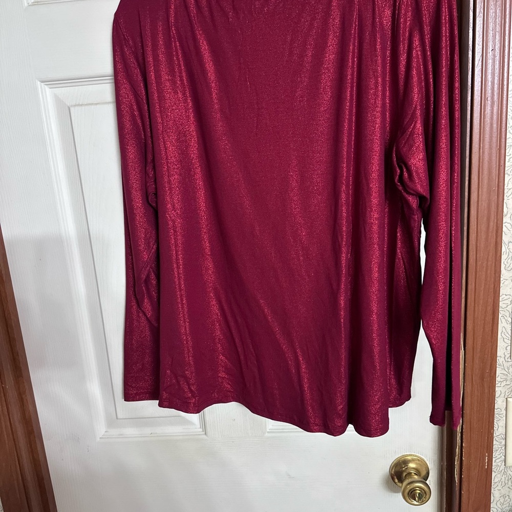 Elegant Red Long Sleeve Women's Top - Picture 2 of 2